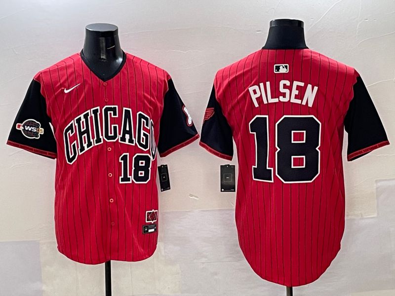 Men Chicago White Sox 18 Pilsen Red Stripe Joint Name Nike 2025 MLB Jersey style 32